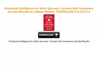 Emotional Intelligence for Sales Success: Connect with Customers and Get Results by