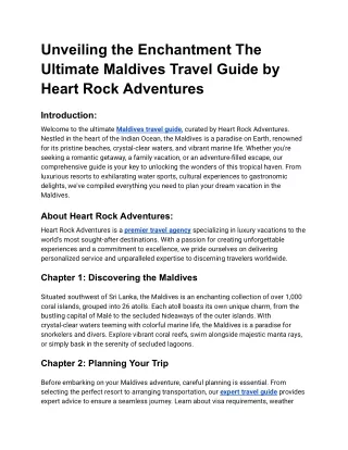 Unveiling the Enchantment The Ultimate Maldives Travel Guide by Heart Rock Adventures