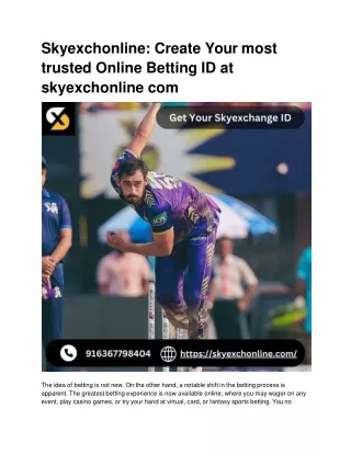 Skyexchonline_ Create Your most trusted Online Betting ID at skyexchonline com