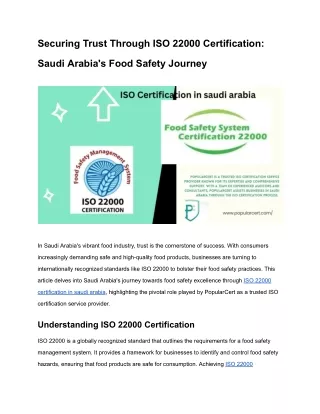 Securing Trust Through ISO 22000 Certification_ Saudi Arabia's Food Safety Journey