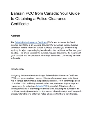 Bahrain PCC from Canada_ Your Guide to Obtaining a Police Clearance Certificate