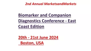 Biomarker and Companion Diagnostics Meeting- East Coast Edition - MarketsandMarkets