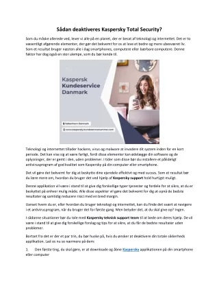 Sådan deaktiveres Kaspersky Total Security