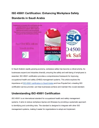 ISO 45001 Certification_ Enhancing Workplace Safety Standards in Saudi Arabia