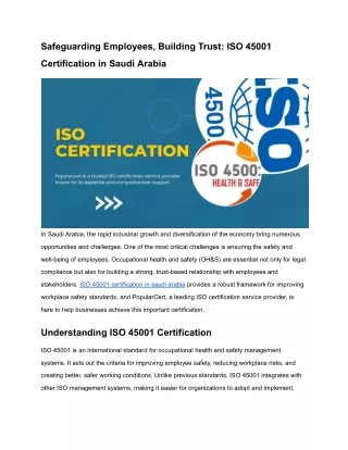 Safeguarding Employees, Building Trust_ ISO 45001 Certification in Saudi Arabia