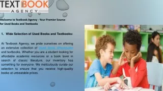 Welcome to Textbook Agency - Your Premier Source for Used Books and Textbooks