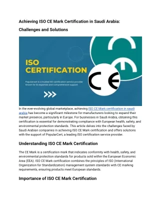 Achieving ISO CE Mark Certification in Saudi Arabia_ Challenges and Solutions