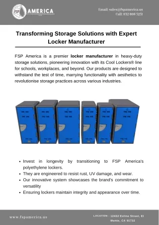 Transforming Storage Solutions with Expert Locker Manufacturer
