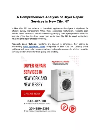 A Comprehensive Analysis of Dryer Repair Services in New City, NY