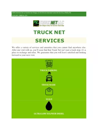 Truck Net provides best truck stop services in San Diego, California