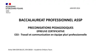 Pedagogical Recommendations for Baccalaureate Professionnel ASSP - Epreuve Certificative E33