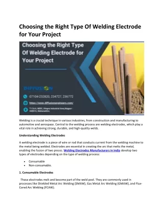 Choosing the Right Type Of Welding Electrode for Your Project