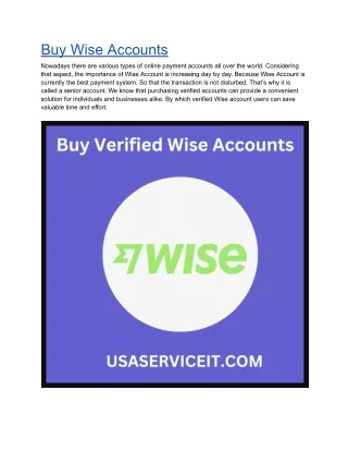 Buy Verified Wise Accounts - Personal And Business