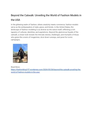 Beyond the Catwalk_ Unveiling the World of Fashion Models in the USA