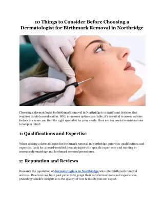 Birthmark Removal Dermatologist in Northridge
