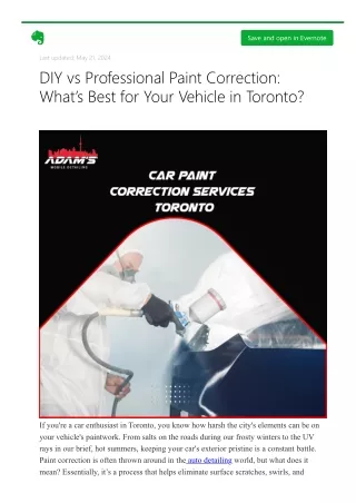DIY vs Professional Paint Correction What’s Best for Your Vehicle in Toronto