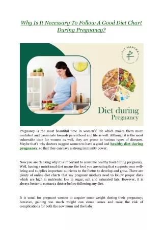 Why Is It Necessary To Follow A Good Diet Chart During Pregnancy?