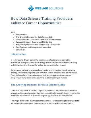 How Data Science Training Providers Enhance Career Opportunities