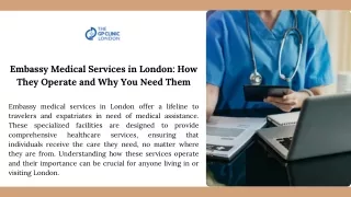 Embassy Medical Services in London How They Operate and Why You Need Them