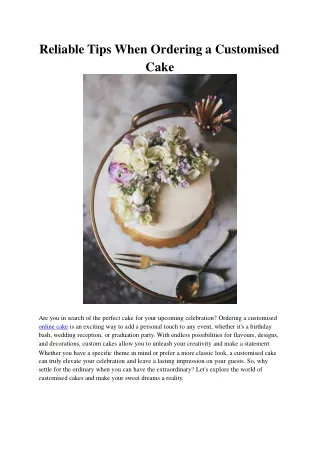 Reliable Tips When Ordering a Customised Cake