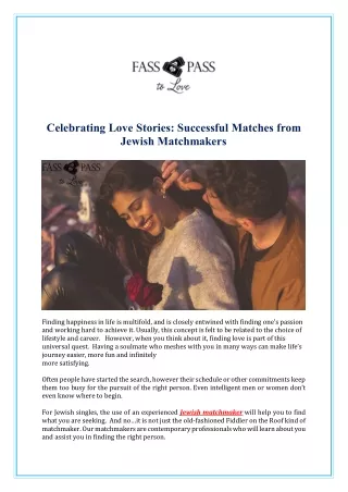 Celebrating Love Stories: Successful Matches from Jewish Matchmakers