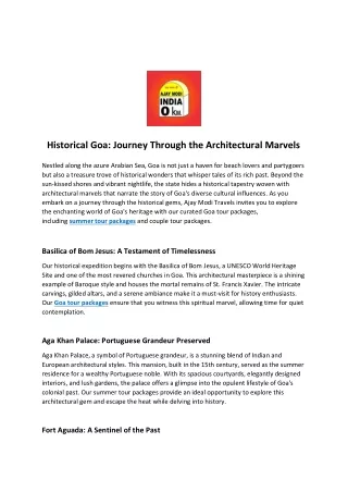 Historical Goa Journey Through the Architectural Marvels