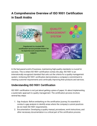 A Comprehensive Overview of ISO 9001 Certification in Saudi Arabia