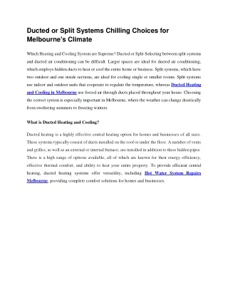 22 Ducted or Split Systems Chilling Choices for Melbourne's Climate