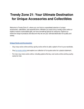 Trendy Zone 21_ Your Ultimate Destination for Unique Accessories and Collectibles