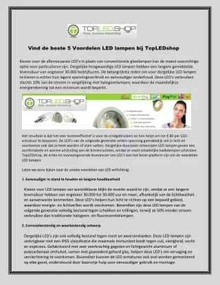 Vind de beste 5 Voordelen LED lampen bij TopLEDshop