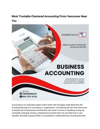 Most Trustable Chartered Accounting Firms Vancouver Near You