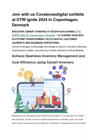 Join with us Covalensedigital exhibits at DTW Ignite 2024 In Copenhagen, Denmark