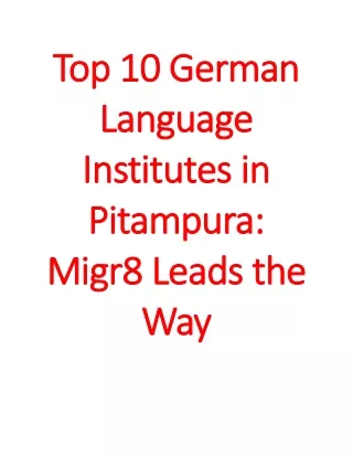 top 10 German Language Course Institute in Pitampura