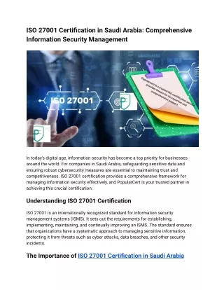 ISO 27001 Certification in Saudi Arabia_ Comprehensive Information Security Management