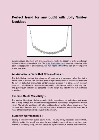 Perfect trend for any outfit with Jolly Smiley Necklace