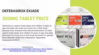 Deferasirox Exjade 500mg Tablet Price