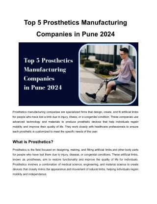 Top 5 Prosthetics Manufacturing Companies in Pune 2024