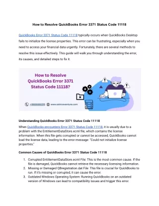 How to Resolve QuickBooks Error 3371 Status Code 11118