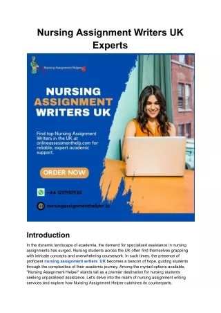 Nursing Assignment Writers UK Experts