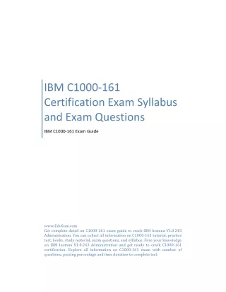 IBM C1000-161 Certification Exam Syllabus and Exam Questions