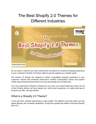 A Guide to Shopify 2.0 Themes for Different Industries