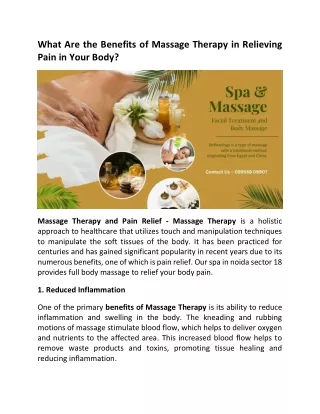What Are The Benefits Of Massage Therapy In Relieving Pain In Your Body