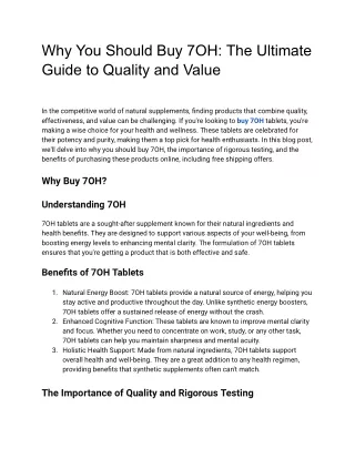 Why You Should Buy 7OH_ The Ultimate Guide to Quality and Value