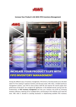 Increase Your Product's Life With FIFO Inventory Management - AWL India