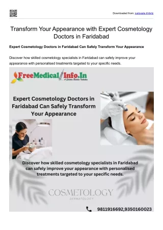 Transform Your Appearance with Expert Cosmetology Doctors in Faridabad