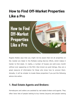 How to Find Off-Market Properties Like a Pro