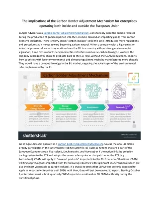 The implications of the Carbon Border Adjustment Mechanism for enterprises operating both inside and outside the Europea