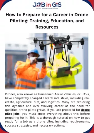 How to Prepare for a Career in Drone Piloting- Training, Education, and Resources