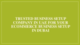 Trusted Business Setup Company in UAE for Your Ecommerce Business Setup in Dubai