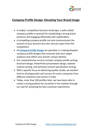 Elevate Your Brand with Expert Company Profile Design